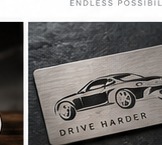Concept: vehicle line art engraved on metal card